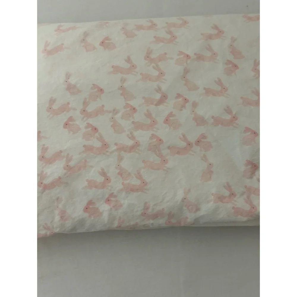 2 Pottery Barn Kids Organic Cotton Crib Fitted Sheets Pink Bunny Chevron 27x52